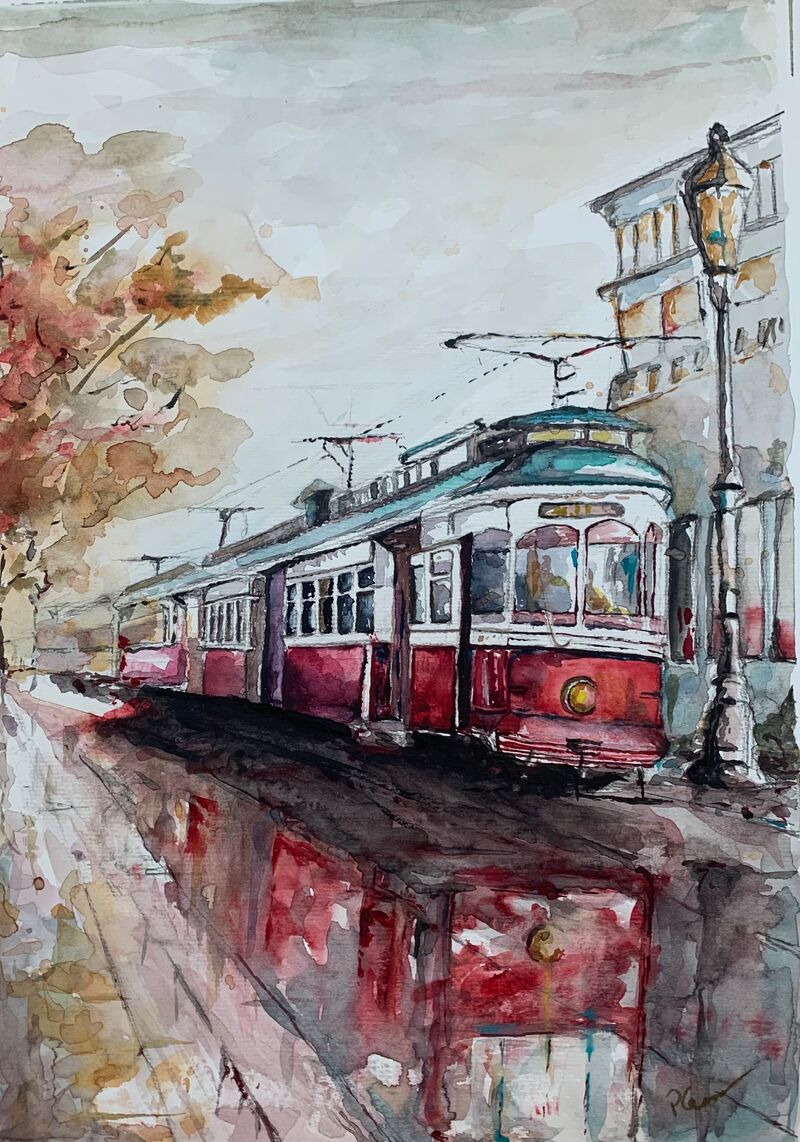 Moderne Kunst (Urlaubserinnerung England in Aquarell)