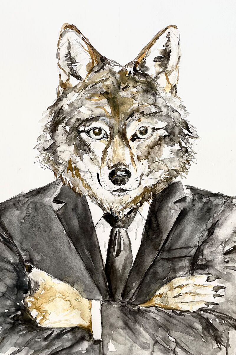 Wolf im Anzug (Tierportrait)